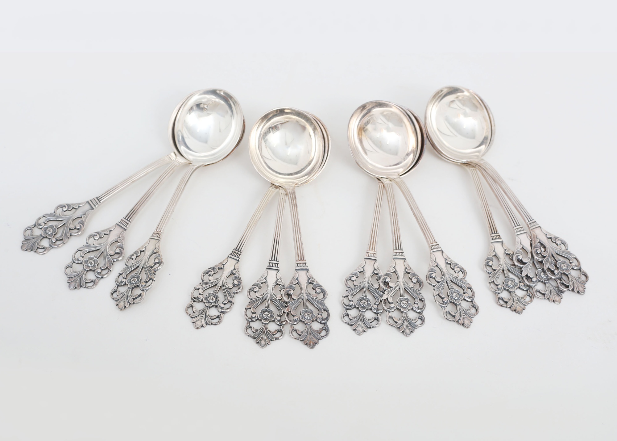 Glasskedar 12 stycken silver